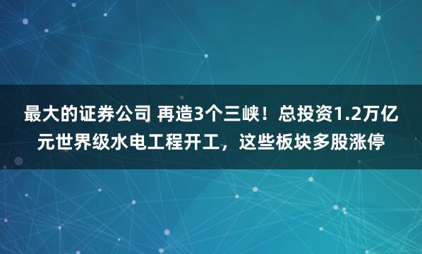 最大的证券公司 再造3个三峡！总投资1.2万亿元世界级水电工程开工，这些板块多股涨停